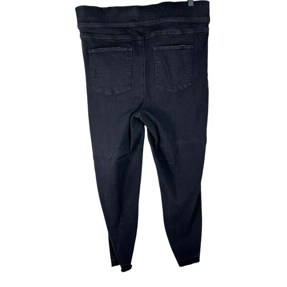 SPANX Black Distressed Skinny Jeans 1X High Rise Slimming Y2K Grunge Raw Hem - Picture 2 of 10